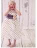 Sheer Neck Organza Polka Dot Tea Length Flower Girl Dress